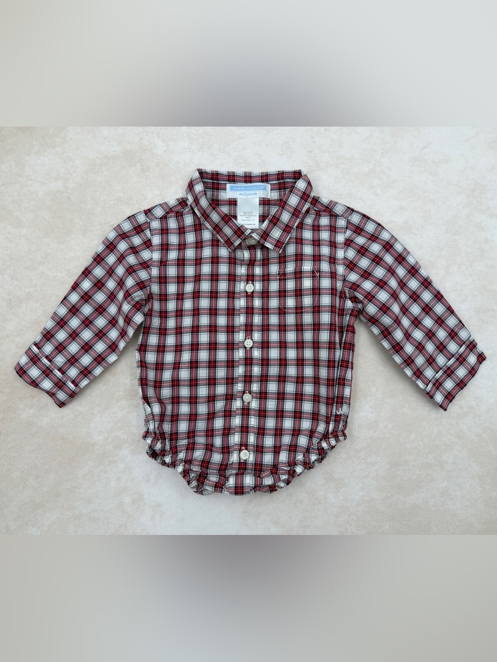 Janie and Jack Tattersall Train Plaid Button-Front Shirt
